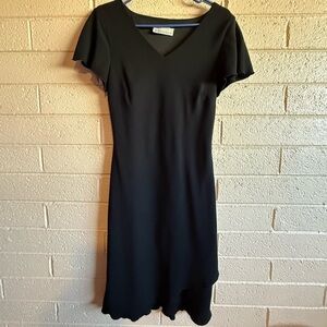 Dressbarn Black Sheath Midi Dress with Flutter Sleeves